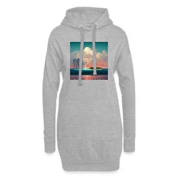 Peinture Future Paradise Island - Sweat-shirt à capuche long Femme - gris chiné - Devant