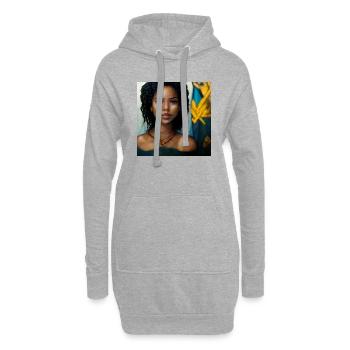 Belle femme noire haïtienne - Sweat-shirt à capuche long Femme - gris chiné - Devant