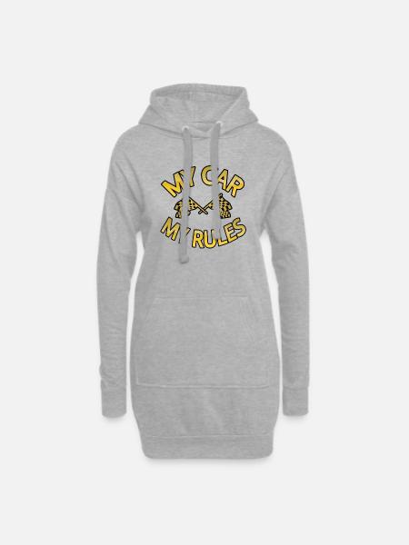 Auto - Hoodie-Kleid - Grau meliert
