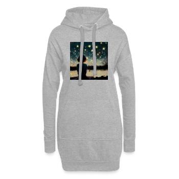 Fille détaillée regardant un ciel étoilé - Sweat-shirt à capuche long Femme - gris chiné - Devant