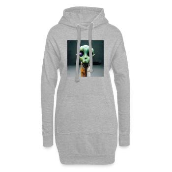 Abstrakter Ausländer Auf Einem Stock - Hoodie-Kleid - Grau meliert - Vorne
