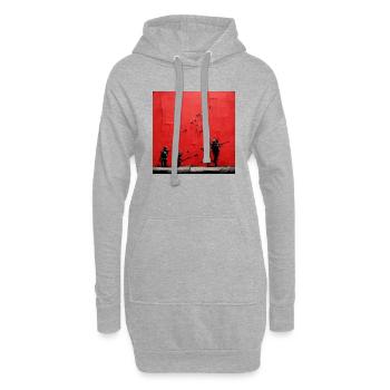 Graffitis de style Banksy de la scène de guerre - Sweat-shirt à capuche long Femme - gris chiné - Devant