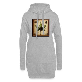Feuille de cannabis Leonard Da Vinci Slketch - Sweat-shirt à capuche long Femme - gris chiné - Devant