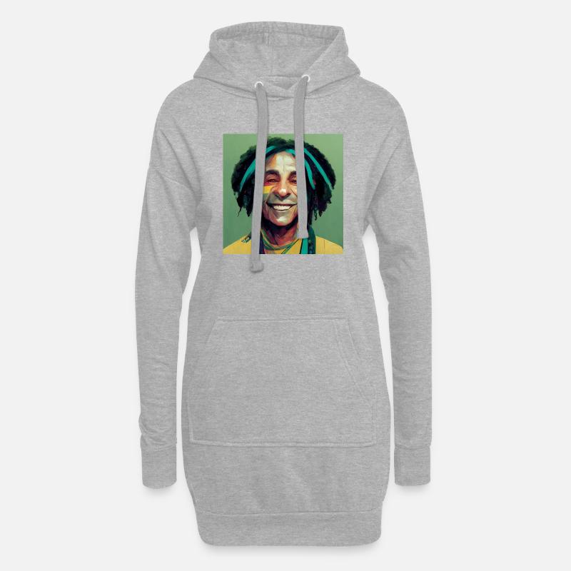Rastafari-ölgemälde - Hoodie-Kleid - Grau meliert