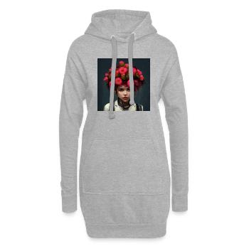 Blumenpunk-mädchen - Hoodie-Kleid - Grau meliert - Vorne