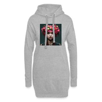 Blumen-punk-mädchen - Hoodie-Kleid - Grau meliert - Vorne