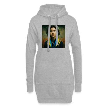 Fille ukrainienne pendant la guerre - Sweat-shirt à capuche long Femme - gris chiné - Devant