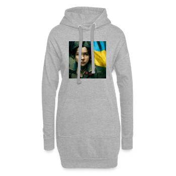 Fille ukrainienne pendant la guerre - Sweat-shirt à capuche long Femme - gris chiné - Devant
