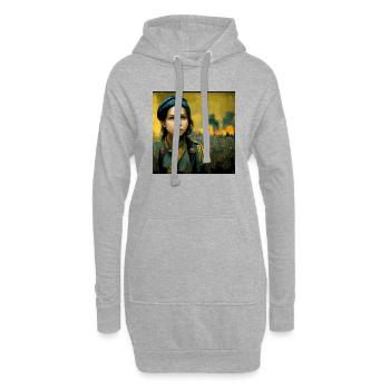 Fille ukrainienne pendant la guerre - Sweat-shirt à capuche long Femme - gris chiné - Devant