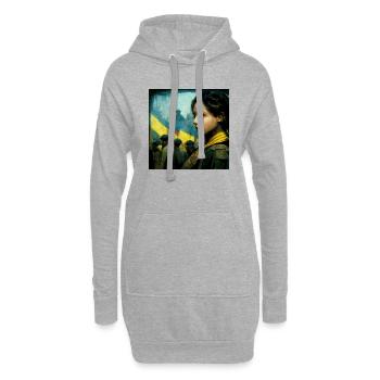 Fille ukrainienne pendant la guerre - Sweat-shirt à capuche long Femme - gris chiné - Devant