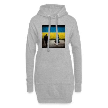 Ukrainischer Soldat, Der Nach Hause Kommt - Hoodie-Kleid - Grau meliert - Vorne