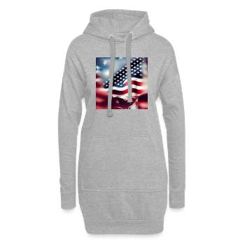 Logo du drapeau américain - Sweat-shirt à capuche long Femme - gris chiné - Devant