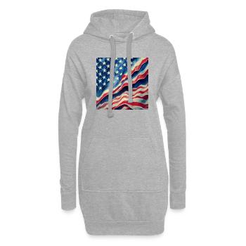 Logo du drapeau américain - Sweat-shirt à capuche long Femme - gris chiné - Devant