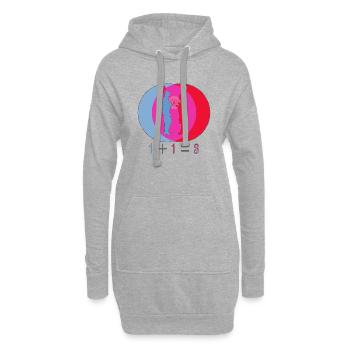 1 + 1= 3 - aus 1+1 Energien werden 3 - Hoodie-Kleid - Grau meliert - Vorne