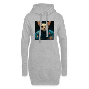 Chat astronaute - Sweat-shirt à capuche long Femme - gris chiné - Devant
