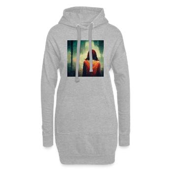 Woman Staring Into The Forest - Hoodie Dress - heather grey - Front