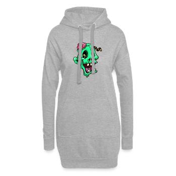TÊTE D’UN DRÔLE DE ZOMBIE - Sweat-shirt à capuche long Femme - gris chiné - Devant