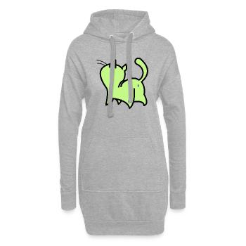 katze grün - Hoodie-Kleid - Grau meliert - Vorne