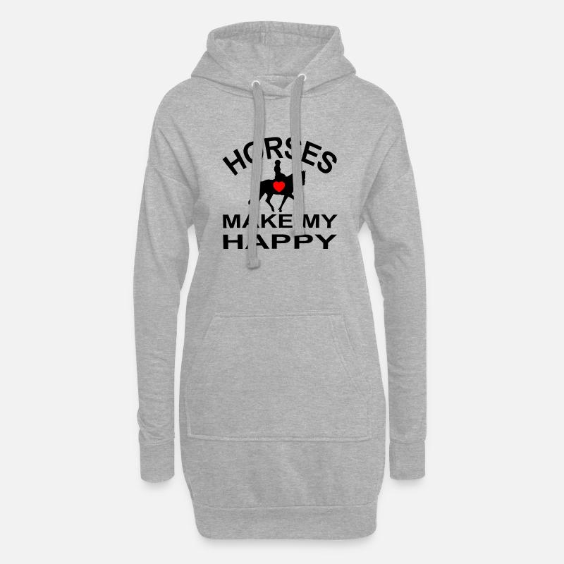 Pferd - Hoodie-Kleid - Grau meliert