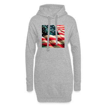 Drapeau des États-Unis - Sweat-shirt à capuche long Femme - gris chiné - Devant