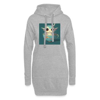 Adorable bébé dragon avec les yeux d’enchère - Sweat-shirt à capuche long Femme - gris chiné - Devant