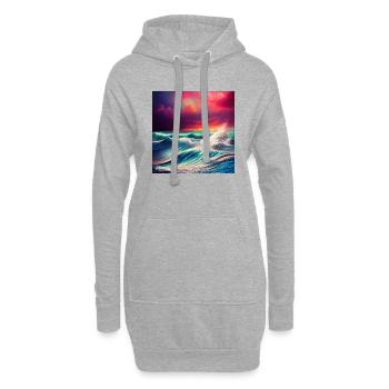 Trippy Ozean - Hoodie-Kleid - Grau meliert - Vorne