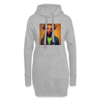Portrait rastafari - Sweat-shirt à capuche long Femme - gris chiné - Devant