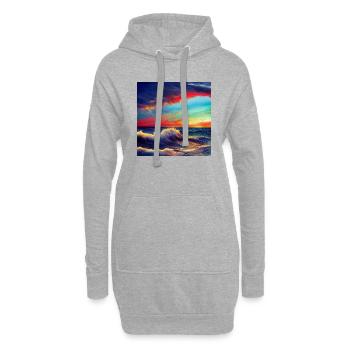 Trippy Ozean - Hoodie-Kleid - Grau meliert - Vorne