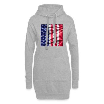 Drapeau des États-Unis - Sweat-shirt à capuche long Femme - gris chiné - Devant
