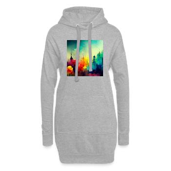 Farbenfrohes City Splash - Hoodie-Kleid - Grau meliert - Vorne