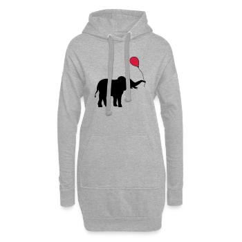 Cadeau d’éléphant ballon rouge - Sweat-shirt à capuche long Femme - gris chiné - Devant