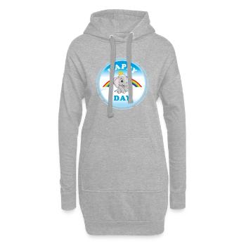 Bébé éléphant souriant assis sur un arc-en-ciel - Sweat-shirt à capuche long Femme - gris chiné - Devant