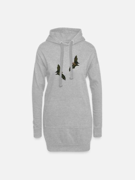 chauves-souris frugivores dansantes - Sweat-shirt à capuche long Femme - gris chiné