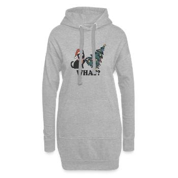 What? Katze Weihnachten - Hoodie-Kleid - Grau meliert - Vorne