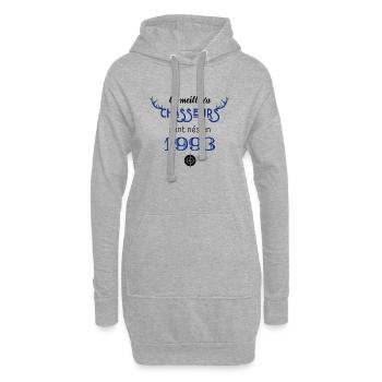 Anniversaire chasseur 1993 - Sweat-shirt à capuche long Femme - gris chiné - Devant