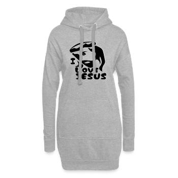 J’aime Jésus - Sweat-shirt à capuche long Femme - gris chiné - Devant