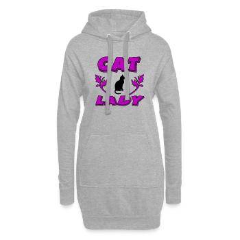 Chat - Sweat-shirt à capuche long Femme - gris chiné - Devant