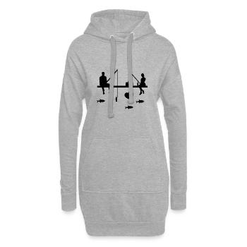 Pêche - Sweat-shirt à capuche long Femme - gris chiné - Devant