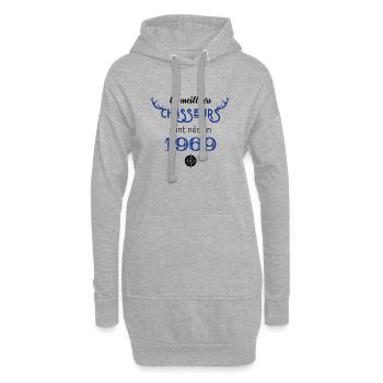 Anniversaire chasseur 1969 - Sweat-shirt à capuche long Femme - gris chiné - Devant