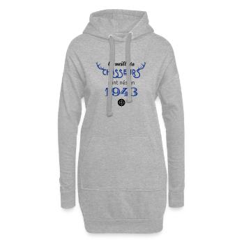 Anniversaire chasseur 1943 - Sweat-shirt à capuche long Femme - gris chiné - Devant