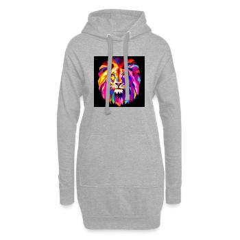 Cooler bunter Löwe - Hoodie-Kleid - Grau meliert - Vorne