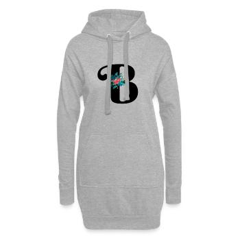lettre B fleuris - Sweat-shirt à capuche long Femme - gris chiné - Devant