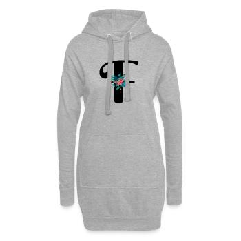 Buchstabe F geblüht - Hoodie-Kleid - Grau meliert - Vorne