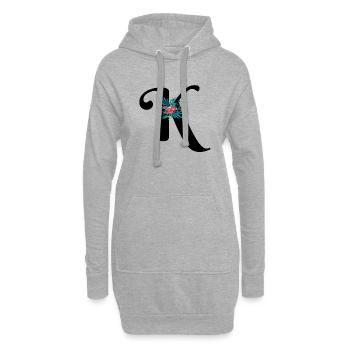 Buchstabe K geblümt - Hoodie-Kleid - Grau meliert - Vorne