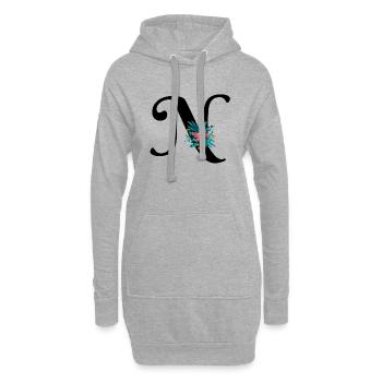 Buchstabe N geblümt - Hoodie-Kleid - Grau meliert - Vorne