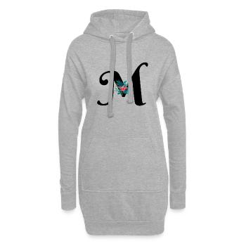 lettre M fleuris - Sweat-shirt à capuche long Femme - gris chiné - Devant