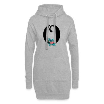lettre O fleuris - Sweat-shirt à capuche long Femme - gris chiné - Devant