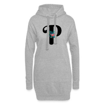 Buchstabe P blumig - Hoodie-Kleid - Grau meliert - Vorne