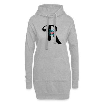 Buchstabe R geblümt - Hoodie-Kleid - Grau meliert - Vorne