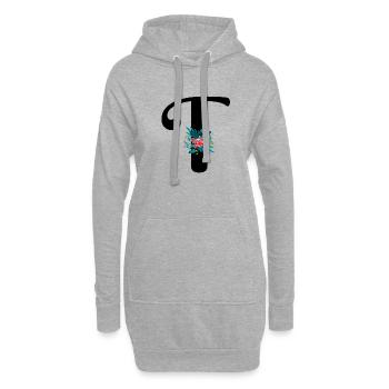 Buchstabe T geblümt - Hoodie-Kleid - Grau meliert - Vorne